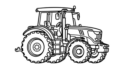 Farm tractor line art illustration © Stock Master 