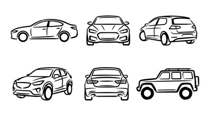 Obraz premium Car line art collection set