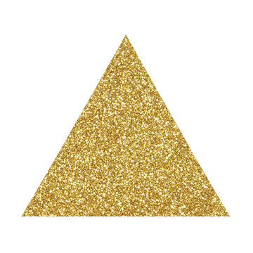 Shiny gold glitter triangle shape with a sparkling metallic texture