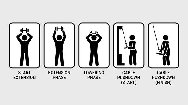 Triceps Exercise Instructions for Cable Pushdown and Extension