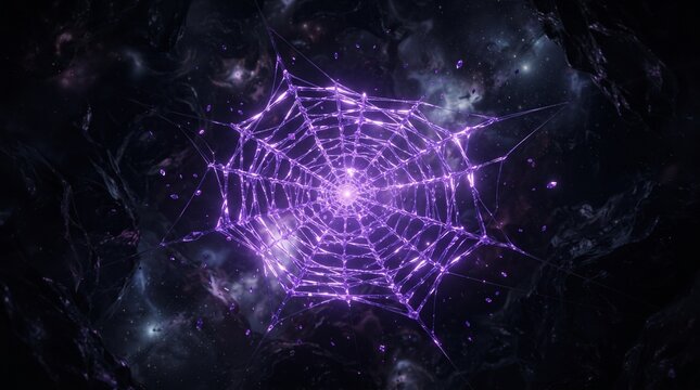 Glowing cosmic spider web in deep space