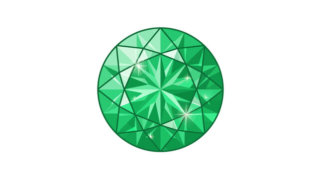 Brilliant Cut Green Gemstone Isolated.