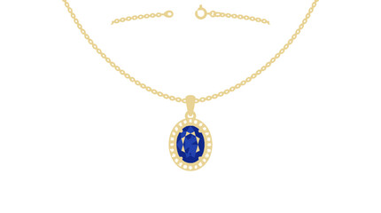 Fototapeta premium Elegant Gold Chain with Blue Sapphire Pendant.