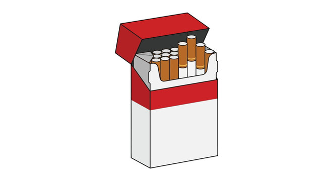 Open cigarette pack with cigarettes flat vector silhouette vector
