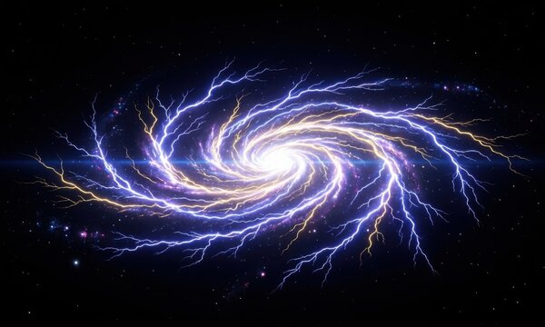 Galaxy spiral nebula cosmic space background with vibrant blue and purple swirls. Stunning deep universe star formation and celestial motion in hig...