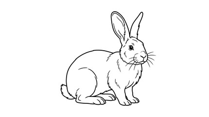 Obraz premium Smooth coat rabbit sitting profile line art.