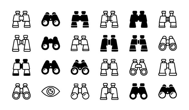Binocular Line Art Icon Set Outline Filled Vector Logo EPS 10