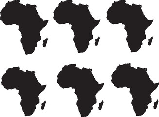 Obraz premium Africa continent map silhouette shape icon set with continent geography silhouette location territory cartography international isolated countries environment traveling destination
