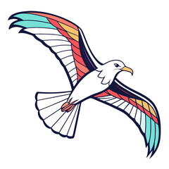 Fototapeta premium Colorful seagull flying mascot graphic illustration with illustration, colorful