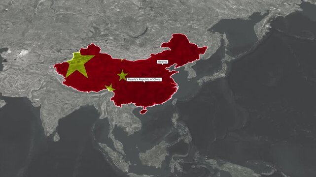 China map reveals national flag with beijing capital city location video chinese geography asia east political country nation territory region borders
