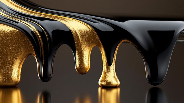 Luxury Black and Gold Liquid Metallic Abstract Background