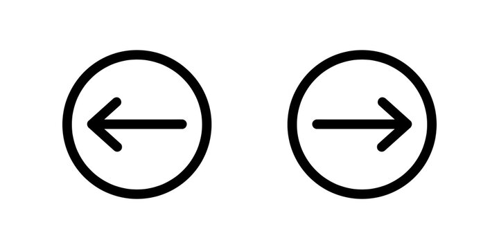 Black outline arrow icons pointing left and right inside circles for website navigation and design