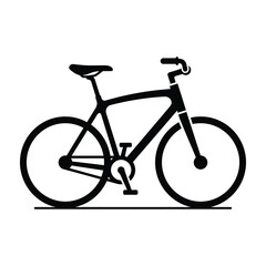 Fototapeta premium Minimalist Black Silhouette of a Bicycle Icon Isolated on a Plain White Background