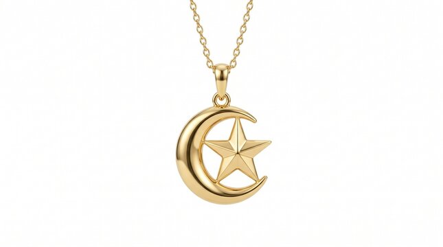 gold necklace yellow gold charm celestial jewelry moon motif necklace astronomy theme night sky accessory golden sparkle metal trinket neck chain delicate link fashion jewelry