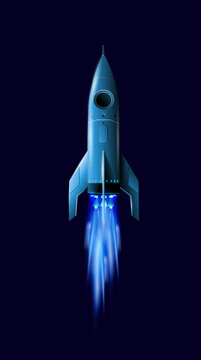Modern space rocket, shuttle launch on a scientific mission. Vector illustration