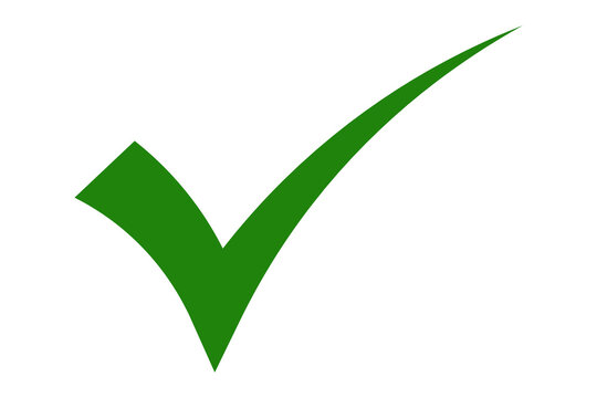 Simple green check mark icon symbol for approval and success