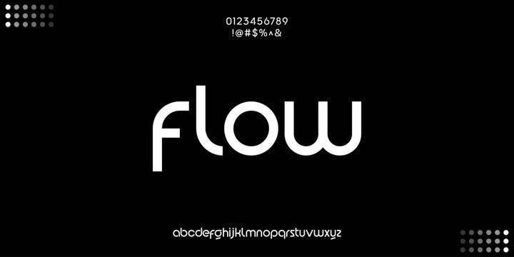 Flow unique futuristic digital font.