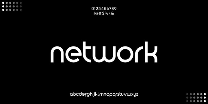 Network futuristic technology logo font style.