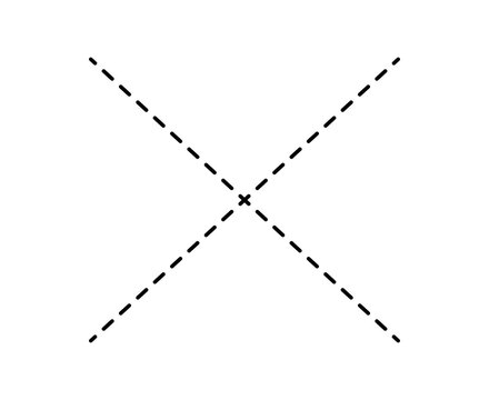 Black dashed cross icon formed by two intersecting lines