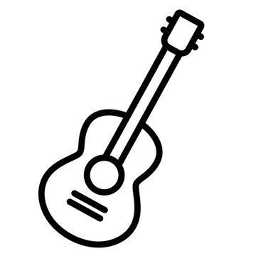 Acoustic Guitar Line Icon, Music Instrument Outline Vector Symbol for Live Concert and Festival