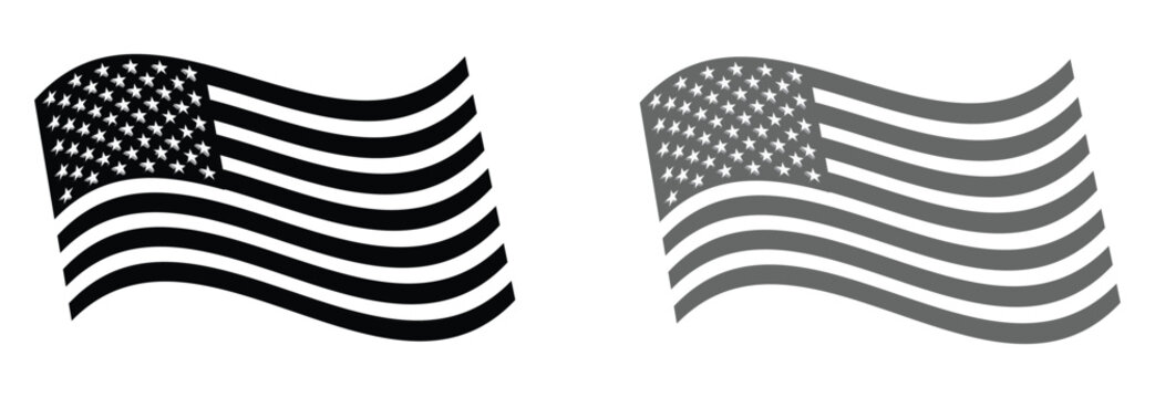 american flag vector.usa black and white stars and stripes symbol icon illustration.