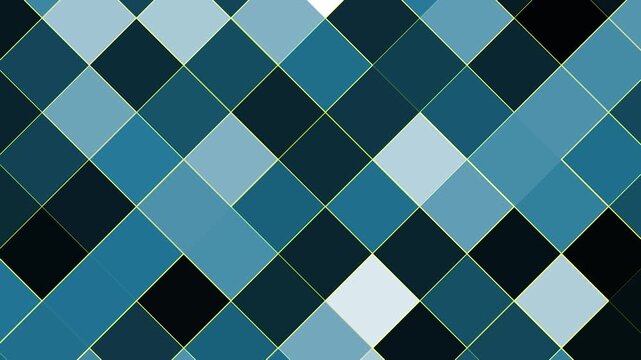 Abstract geometric blue diamond pattern motion background, with soft glowing, grid lines