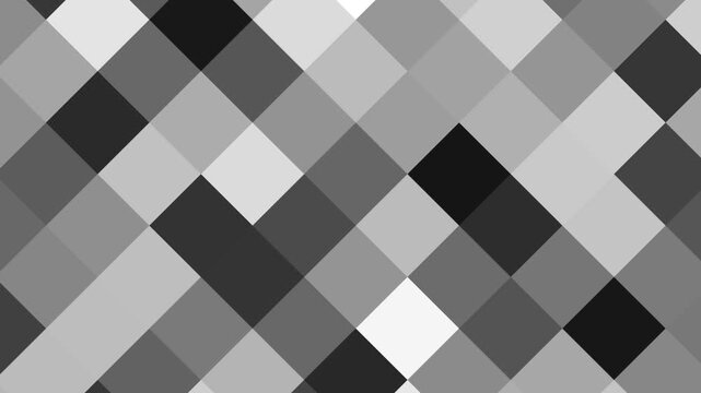 Abstract monochrome diamond pattern motion background, seamless geometric looping animation black and white