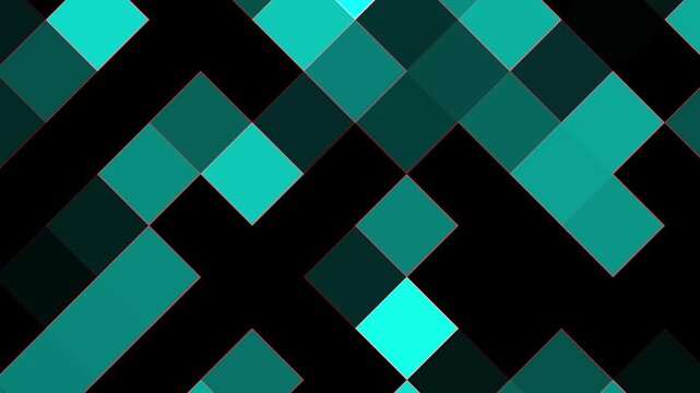 Abstract teal square grid motion background, digital technology pattern loop cyan