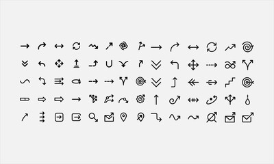 Fototapeta premium Arrow icons set includes move, center, expand, shuffle, change, swap, rotate, forward, back vector illustration