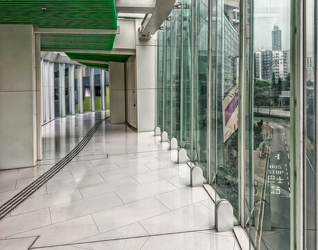 Covered pedestrian bridge in the Tai Kok Tsui neighbourhood of the Yau Tsim Mong District