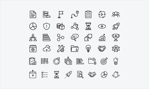 Project and Task icon set. Contain icons related to Project, task, and more vector illustration