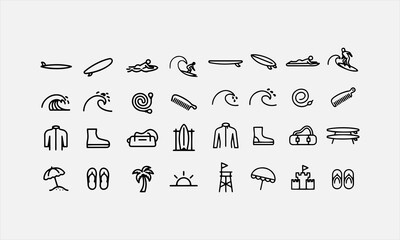 Surfing icon set vector illustration © lokshmon
