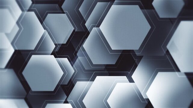 Futuristic hexagonal technology background with a pattern of gently moving hexagon shapes and subtle gradients. Suitable for tech and innovation concepts. Full HD and looping animation.
