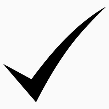 Checkmark icon symbolizing success and approval. Minimalist black tick mark for validation and confirmation.