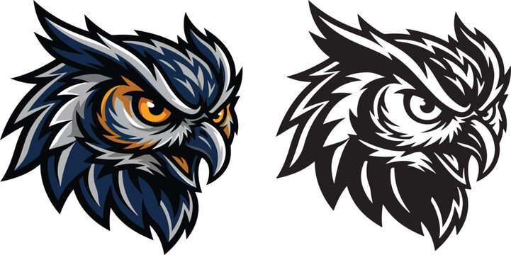Dark vector owl icon for merchandise
