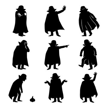 Collection of vampire character silhouettes in various poses and situations.