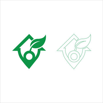 Green home leaf emblem -eco friendly vector logo design