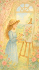 Obraz premium Serene artistic floral painting mobile wallpaper
