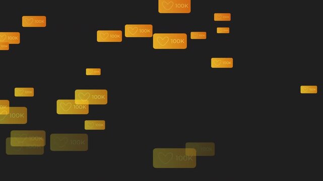 Social media likes notification animation with alpha channel, social media engagement and likes, Subscribers and Content Creation Concept. Followers, growth and Overlay notification element. Tech, 4K.