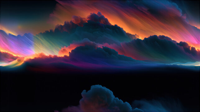 laser illuminated neon clouds with vivid futuristic flowing color transitions