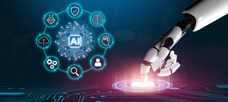 Futuristic Robotic Hand Interacting with AI Technologies and Data Visualization in a Digital Environment. Entropy.