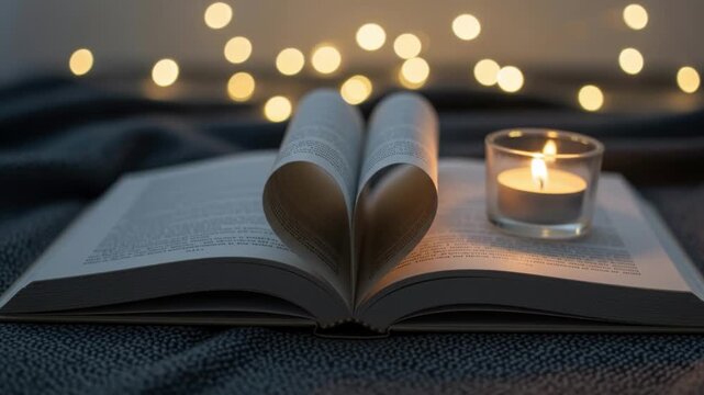Open book with pages folded into a heart shape