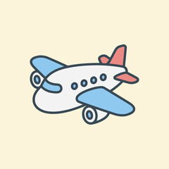 Naklejka premium Cute cartoon airplane illustration for travel and aviation design. EPS Editable. Vector Illustrations.