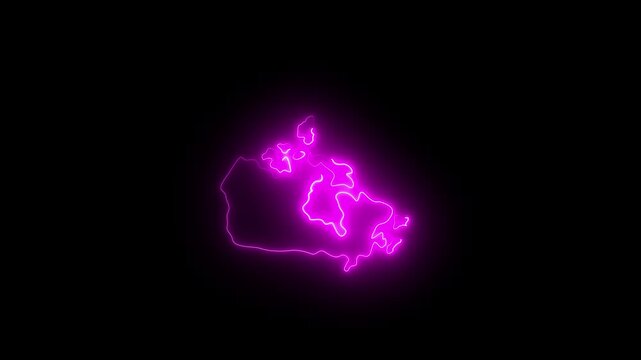 Glowing Blue Map of Canada Neon Outline on Dark Background canada map country outline