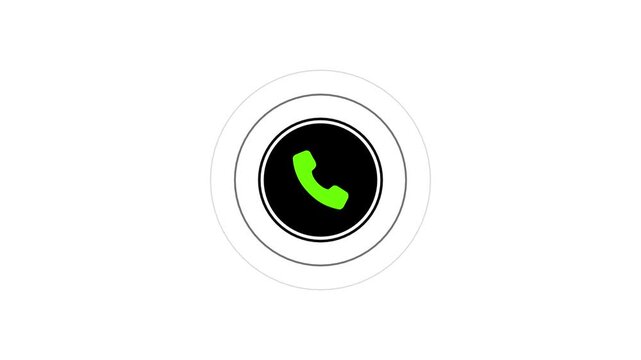 Smart phone call ring icon animation with isolated black background.