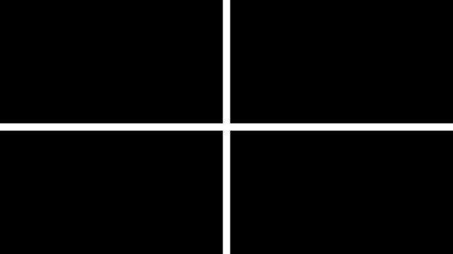 Four Window Frame Grid Transition Elements | Split Screen 2D Motion Graphics Animation on Green Screen