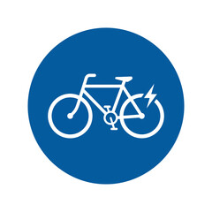 Fototapeta premium Electric bicycle sign round blue icon vector illustration. EPS Editable. Vector Illustrations.
