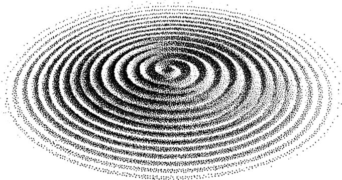 Concentric dot pattern forming circular ripples on white background
