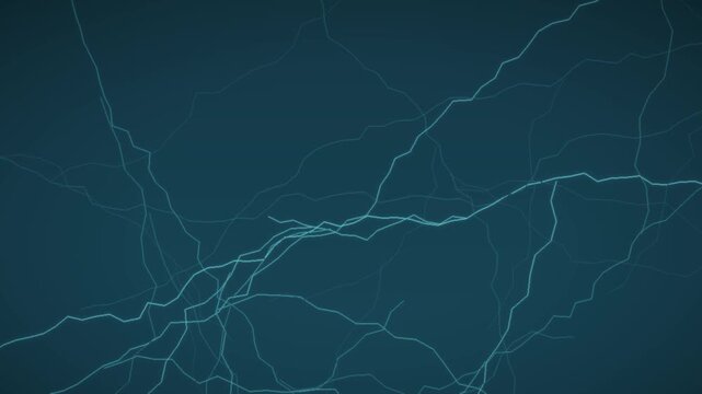 Branching Electric Lightning Bolts Flickering Across a Dark Sky Seamless Loop in calm cyan tones