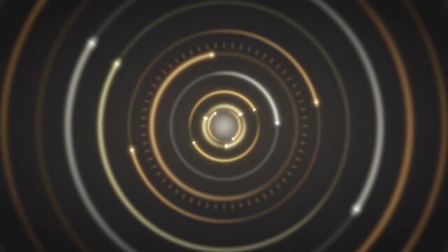 Glowing Concentric Loading Rings UI Radial Progress Spinner Seamless Loop in soft amber tones